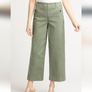 Spanx XL Stretch Twill Cropped Wide Leg Pull On Sage Green Pants 20312T Stretchy